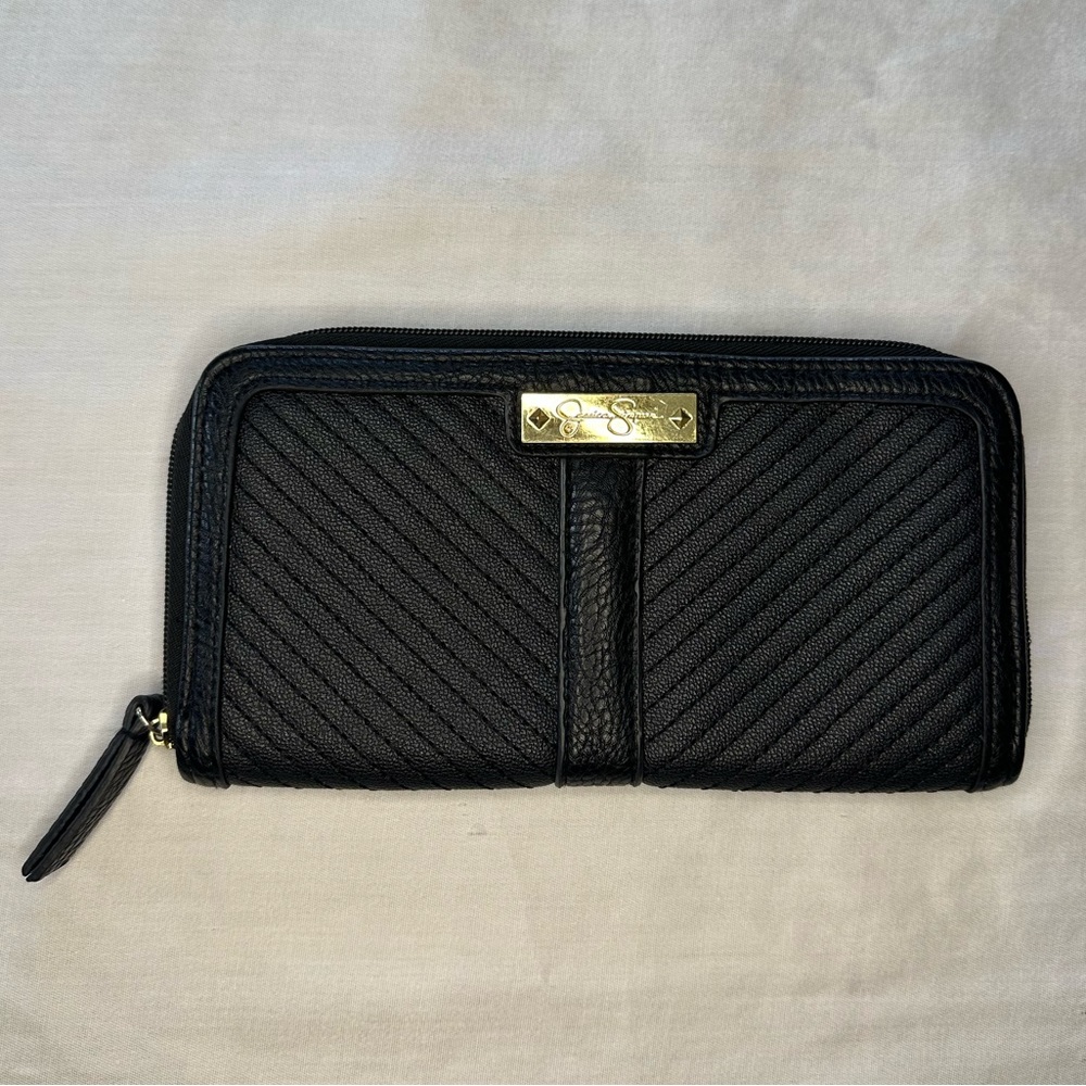 Jessica Simpson black wallet clutch